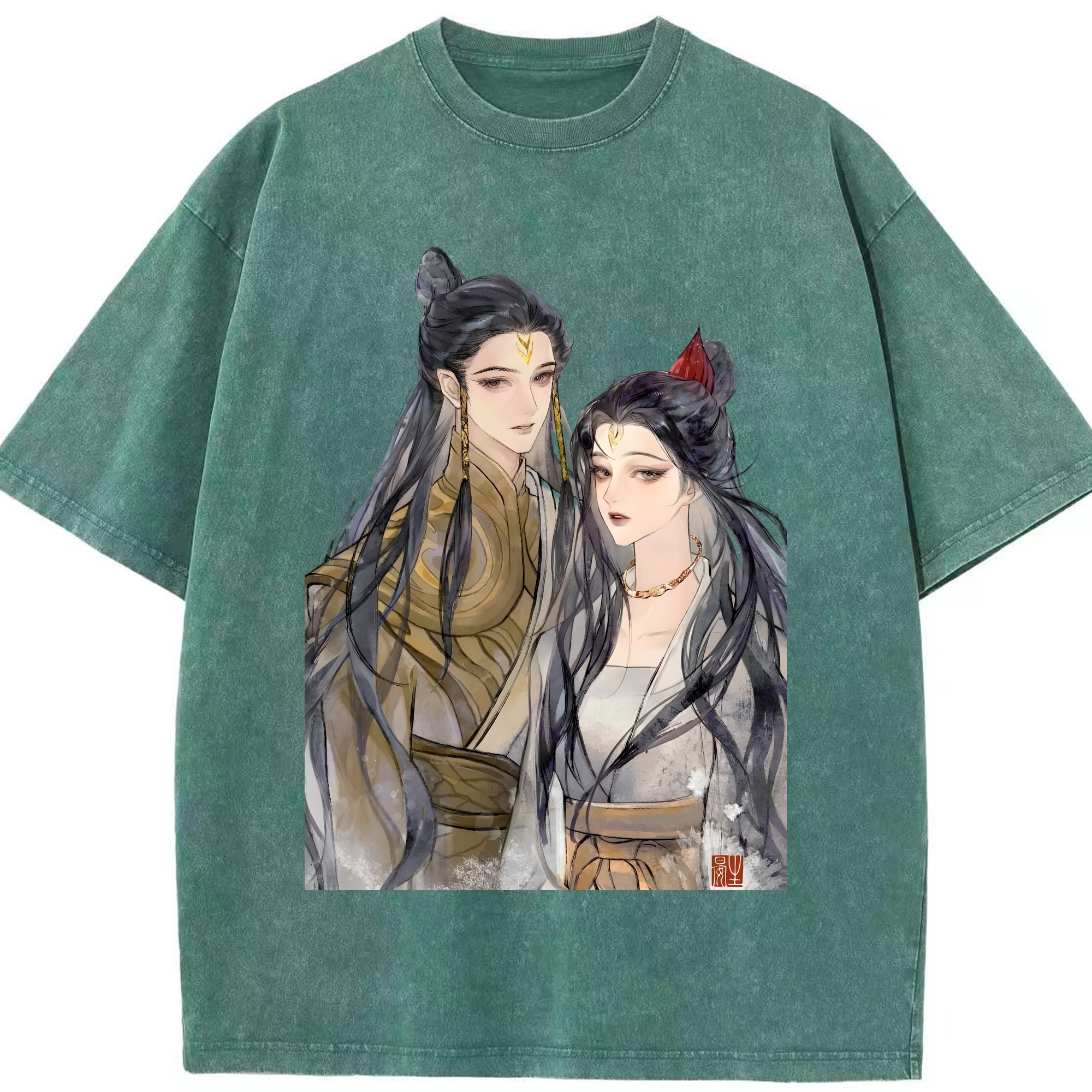 （画像用） Ne Zha 2 ナタ 魔童の大暴れ 綿100% ヴィンテージ風 半袖Tシャツ（フロントプリント）